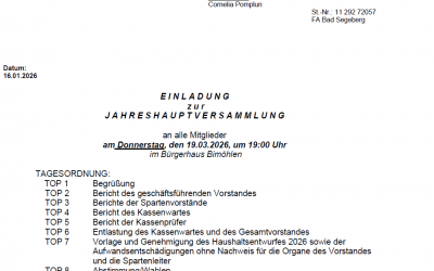 Einladung zur JHV 2026